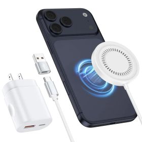 ワイヤレス充電器 マグネット式 最大15W出力 Magsafe 充電器 2ポートPD&QC充電器 25W* USB Cメス-USB Aオスアダプタ付き MagSafe対応 軽量 小型 ?磁気吸着 15W/10W/7.5W/5W 置くだけ充電器 iPhone 0