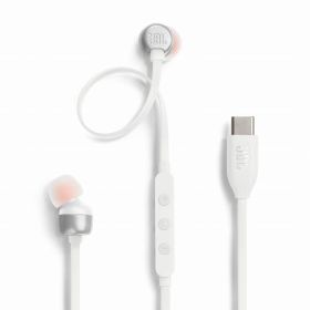 JBL TUNE310C USB Type-C 接続 イヤホン 96kHz/24bit DAC内蔵/通話可能マイク付き3ボタンリモコン/フラットケーブル/3種のプリセットイコライザー搭載/ハイレゾ/9mm径ダイナミックドライバー/ホワイト/JBL [ホワイト]