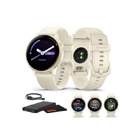 Garmin Vivoactive 6 Fitness GPS Smartwatch AMOLED Display Lunar Gold with Bone Silicone Band, 11-Day Battery, 80+ Sports Modes, Activity Tracking Smar