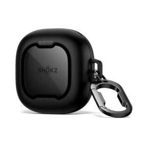 SURITCH ケース 対応 Shokz OpenFit 2/OpenFit 2+，耐衝撃マグネットロック式ケース 落下防止プロテクターバンパーカバー カラビナクリップ キーリング & クリーニングキット付き（ブラック//シアープレジャー）e