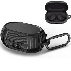 新品 Miimall Jabra Elite 7 Pro 適用 ケース シリコン Jabra Elite 7 Pro カバー 耐衝撃 防傷 軽量 ハードケース 落下防止 カラビナ付き 着装充電可能 SoundPEATS Air3 Deluxe 保護カバー (ブ