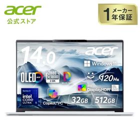 Acer ノートパソコン Swift Go 14 AI Windows 11 インテル Core Ultra 5 338H 2.8K 16:10 120Hz 32GBメモリ 512GB SSD 14インチ SFG14-I71-N53Y