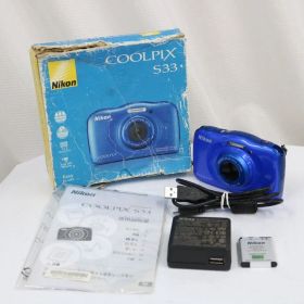 【返品保証】 【元箱付き】ニコン Nikon COOLPIX S33 3x ブルー バッテリー付き コンパクトデジタルカメラ e13935