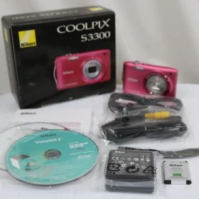 【外観美品】 【元箱付き】ニコン Nikon COOLPIX S3300 6x ピンク バッテリー付き コンパクトデジタルカメラ e13936