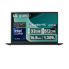 LGエレクトロニクス(LG) 17Z90TL-GU85J LG gram 17 17型 Core Ultra 7/32GB/512GB オブシディアンブラック Windows 11 Home ノートパソコ