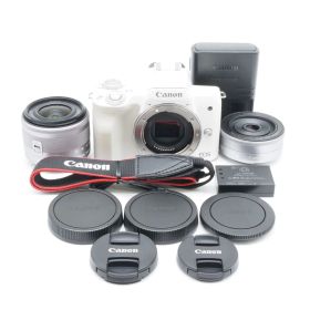 Canon EOS Kiss M ボディ ダブルレンズキット ミラーレス ホワイト 動作確認済 キヤノン #S027013