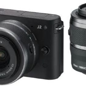 【中古】Nikon ミラーレス一眼カメラ Nikon 1 (ニコンワン) J2 ダブルズームキット ブラック N1J2WZBK