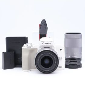 【送料無料】【並品】EOS Kiss M ダブルズームキット ホワイト