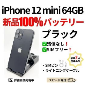 バッテリー100% iPhone 12 mini ブラック 64GB シムフリー