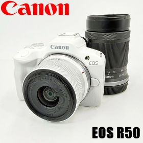 【美品】キヤノン CANON EOS R50 ダブルズームキット ホワイト ミラーレス カメラ 中古