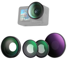 新品 NEEWER 4 in 1 NDフィルター&レンズアクセサリーキット コンパチブル Osmo Action 5 Pro/4 可変ND8-32+CPL+ブラック拡散1/4フィルター+185°広角レンズ ねじ込み式 減光レンズ 偏光フィルター HD光学ガラス