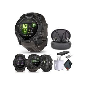 Garmin Instinct 3 50mm AMOLED Display Outdoor GPS Smartwatch, Metal-Reinforced Bezel, Built-in Flashlight, 24 Days Battery Life, Charcoal (010-03020-0