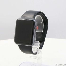 (中古)Apple Apple Watch Series 3 GPS + Cellular 42mm スペースグレイアルミニウムケース ブラックスポーツバンド(198-ud)