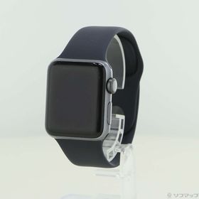 (中古)Apple Apple Watch Series 3 GPS 38mm スペースグレイアルミニウムケース ブラックスポーツバンド(247-ud)