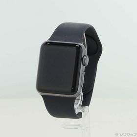 (中古)Apple Apple Watch Series 3 GPS 38mm スペースグレイアルミニウムケース ブラックスポーツバンド(247-ud)