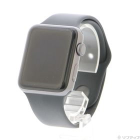 (中古)Apple Apple Watch Series 3 GPS 42mm スペースグレイアルミニウムケース ブラックスポーツバンド(247-ud)