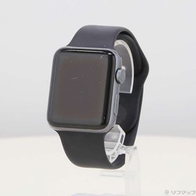 (中古)Apple Apple Watch Series 3 GPS 42mm スペースグレイアルミニウムケース ブラックスポーツバンド(297-ud)