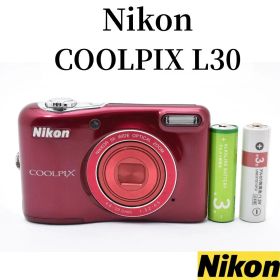 美品 Nikon COOLPIX L30 レッド コンパクトデジタルカメラ 6P