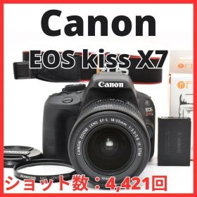F12[7886]23★極美品★ キヤノン Canon EOS kiss X7 ボディ 18-55mm IS STM レンズキット 【ショット数 4，421回】