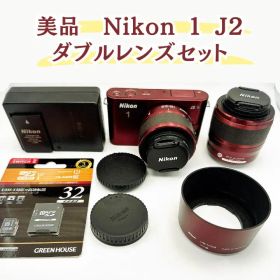 【美品】Nikon 1 J2 レッド ダブルレンズ 付属品多数 SDカード付き