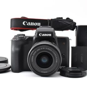【返品保証】★美品★キヤノン Canon EOS Kiss M レンズキット EF-M 15-45mm《ショット数2000回未満》★ L484#7942