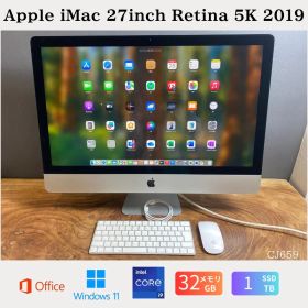 ［美品］ Apple iMac 27インチ Retina 5K 2019 /Core i9 / メモリ32GB / SSD 1TB / Windows 11 / Office 2024 / CJ659