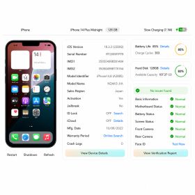 【訳あり】iPhone14 Plus 128GB ミッドナイト SIMフリー バッテリー85% 動作良好・液晶に傷あり