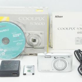 良品 Nikon ニコン COOLPIX S3600 コンパクトデジタルカメラ クリスタルシルバー 元箱付 260706g