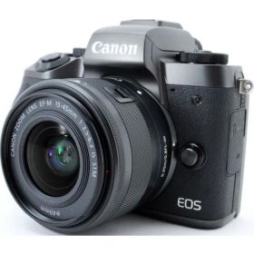 キヤノン ミラーレス CANON EOS M5 レンズキット 中古 Wi-Fi ＆ Bluetooth搭載 新品SDカード付き 届いてすぐに使える スマホに送れる 動画撮影 長期保証