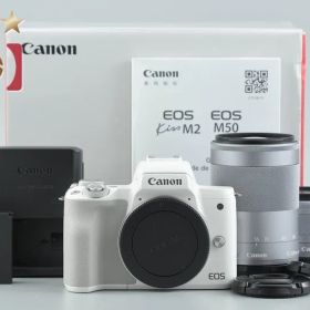 【中古】Canon キヤノン EOS Kiss M2 ダブルズームレンズキット ホワイト シャッター回数僅少 元箱付き