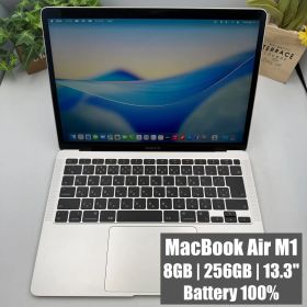 【バッテリー100％】MacBook Air M1 13インチ 2020 8GB 256GB シルバー JISキー【MB20】