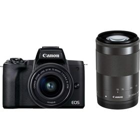 新品 Canon ミラーレス一眼カメラ EOS Kiss M2 ダブルズームキット ブラック KISSM2BK-WZK