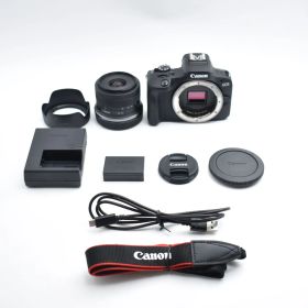 B#13043 Canon ミラーレス一眼カメラ EOS R100 標準ズームレンズキット(RF-S18-45) ブラック/APS-C/約356g EOSR100-1845ISSTMLK