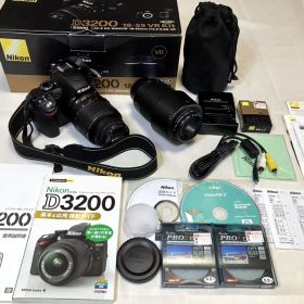 【ショット数824回・リモコン付】ニコン D3200 ダブルズームキット 元箱有