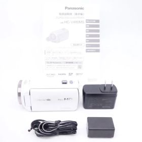 【美品】パナソニック Panasonic HDビデオカメラ 高倍率90倍ズーム ホワイト HC-V480MS-W [W2607038A]
