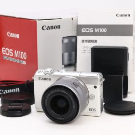 AB+ (良品) Canon キヤノン EOS M100 EF-M 15-45mm IS STM レンズキット ホワイト 初期不良返品対応 77-126