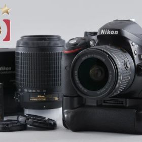 【中古】Nikon ニコン D5200 ブラック + AF-P DX NIKKOR 18-55mm f/3.5-5.6 G VR + AF-S DX NIKKOR 55-200mm f/4-5.6 G ED VR