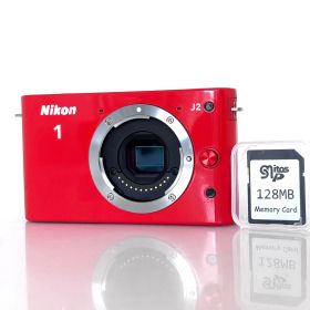 撮影枚数4,829枚【ニコン】NIKON 1 J2 レッド デジタルカメラ + SDカード #T871A