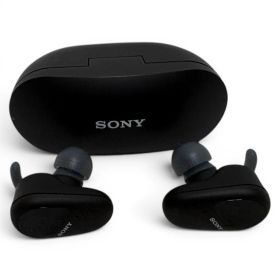◆ ソニー SONY ワイヤレスイヤホン WF-SP800N ブラック ノイズキャンセリング 防水 Bluetooth 720-4824