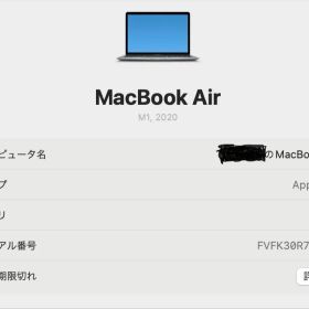 【美品】Apple MacBook Air M1 2020 本体
