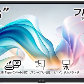 MSI｜エムエスアイ PRO-MP165-E6 モバイル液晶ディスプレイ(15.6型/IPS/FullHD 1920×1080/60Hz/4ms)(ブラック)PROシリーズ[PROMP165E6]