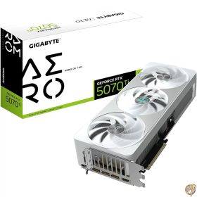 GIGABYTE GeForce RTX 5070 Ti AERO OC 16Gグラフィックスカード、16GB 256ビットGDDR7、PCIe 5.0、WINDFORCE冷却システム、GV-N507TAERO OC-16GD ビデオカード。