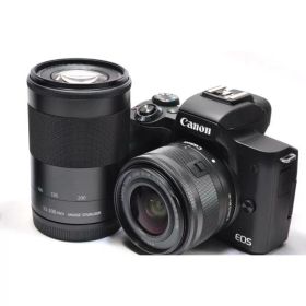 【中古】【1ヶ月保証】 キヤノン Canon ミラーレス一眼 EOS Kiss M2 ダブルズームキット ブラック
