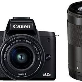 【中古】 Canon ミラーレス一眼カメラ EOS Kiss M2 ダブルズームキット ブラック KISSM2BK-WZK 当店保証30日間 人気 ミラーレス 一眼レフ 交換レンズ カメラ