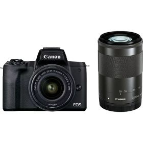 【ポイント10倍】 CANON デジタル一眼カメラ EOS Kiss M2 ダブルズームキット [ブラック] [タイプ：ミラーレス 画素数：2580万画素(総画素) 2410万画素(有効画素) 撮像素子：APS-C 22.3mm×14.9mm CMOS 重量：350 g] 【P10倍】
