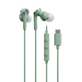 オーディオテクニカ ATH-CKS330C GRイヤホン 有線 1.2m マイク付き USB Type-C 重低音 カナル型 PC Windows Mac Android グリーン
