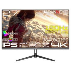 【法人様宛限定】JAPANNEXT JN-i27G120U2-C6 ゲーミング液晶ディスプレイ 27型/3840×2160/HDMI×2、DP×1、USB-C×1/ブラック/スピーカー有/2年保証