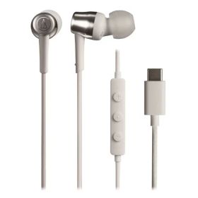 オーディオテクニカ ATH-CKD30C WH USB Type-C用イヤホン ダイナミック型 10mmドライバー搭載 高音質DAC内蔵 マイク付きリモコン ホワイト