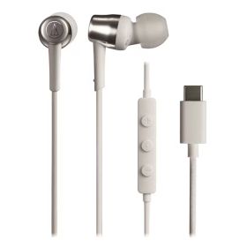 オーディオテクニカ ATH-CKD30C WH USB Type-C用イヤホン ダイナミック型 10mmドライバー搭載 高音質DAC内蔵 マイク付きリモコン ホワイト