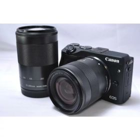 【中古】【1ヶ月保証】 キヤノン Canon EOS M3 ダブルズームキット ブラック ミラーレス一眼 EF-M18-55mm F3.5-5.6 IS STM EF-M55-200mm F4.5-6.3 IS STM 付属
